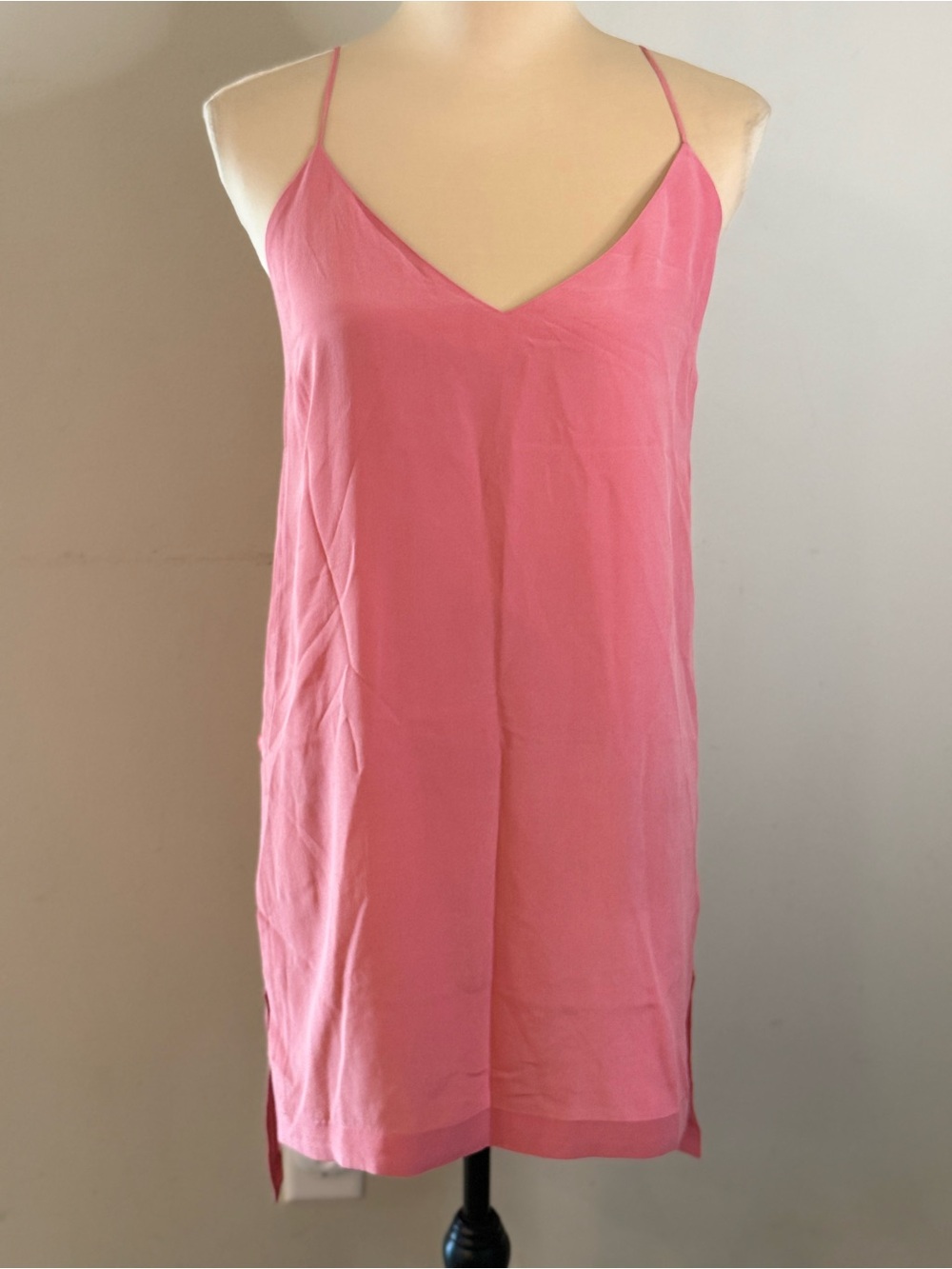 Maeve boho pink tunic tank top side buttons lined strap back SZ 0